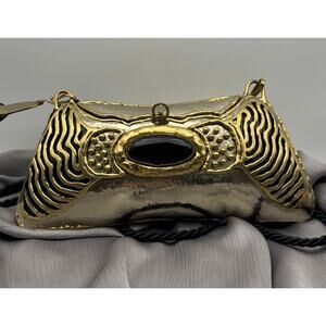 Vtg Exart Handmade Signed Handbag Metal Cabochon Stone Shoulder Purse